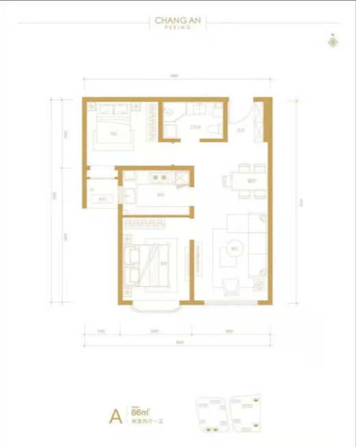 长安九里A户型二室户型图