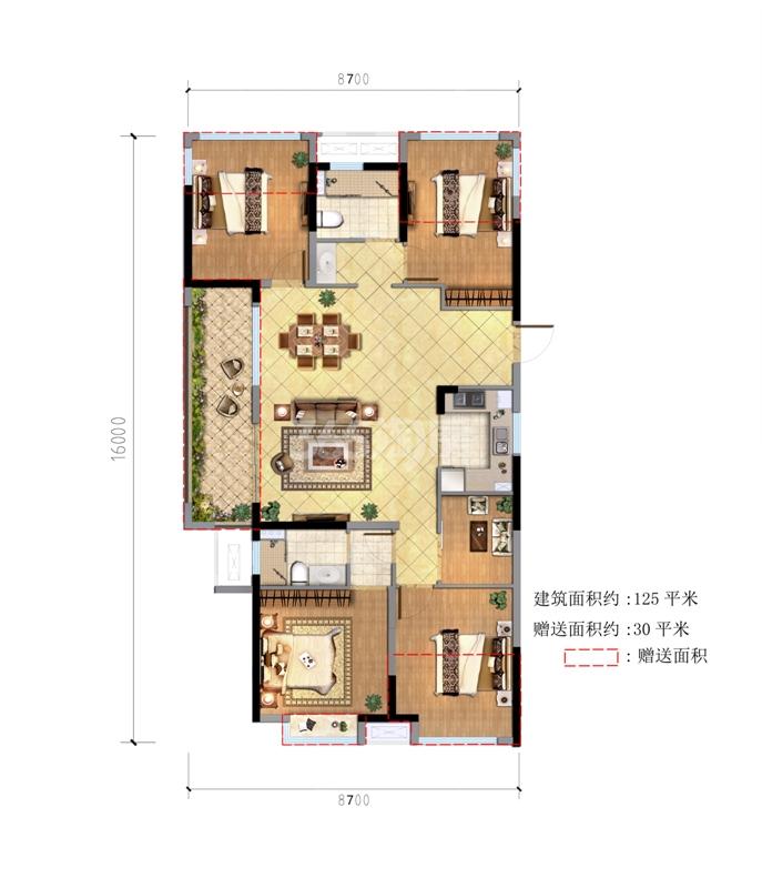融科东南海d4户型图125方