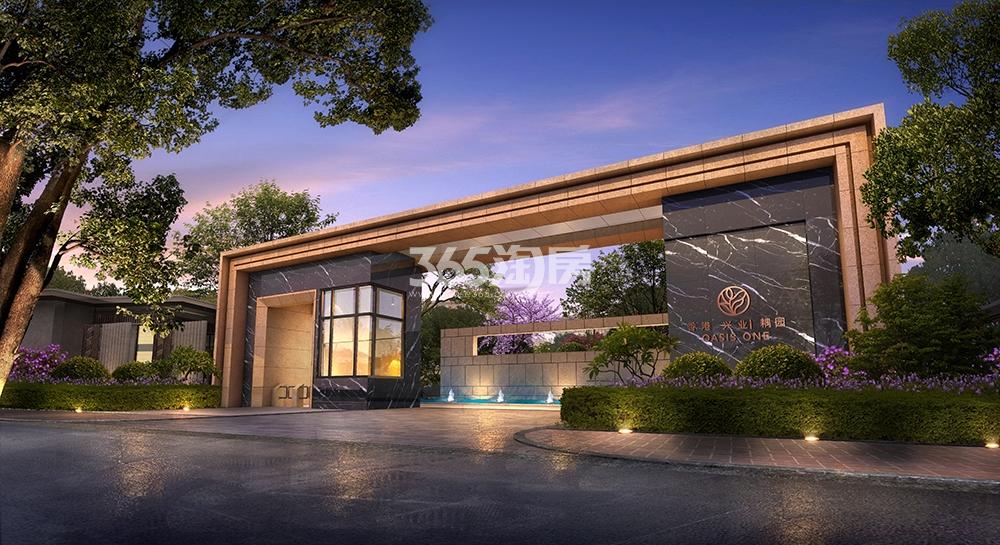 香港兴业耦园小区入口效果图